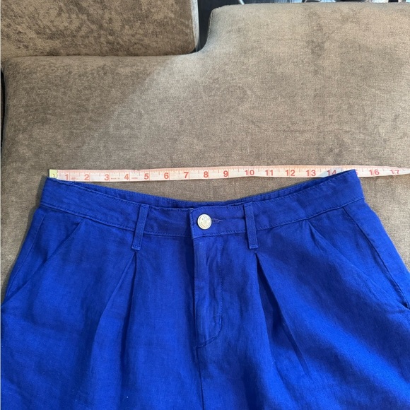 L'AGENCE Zahari High Rise Surf Blue Linen Shorts Size 28 - Picture 9 of 13